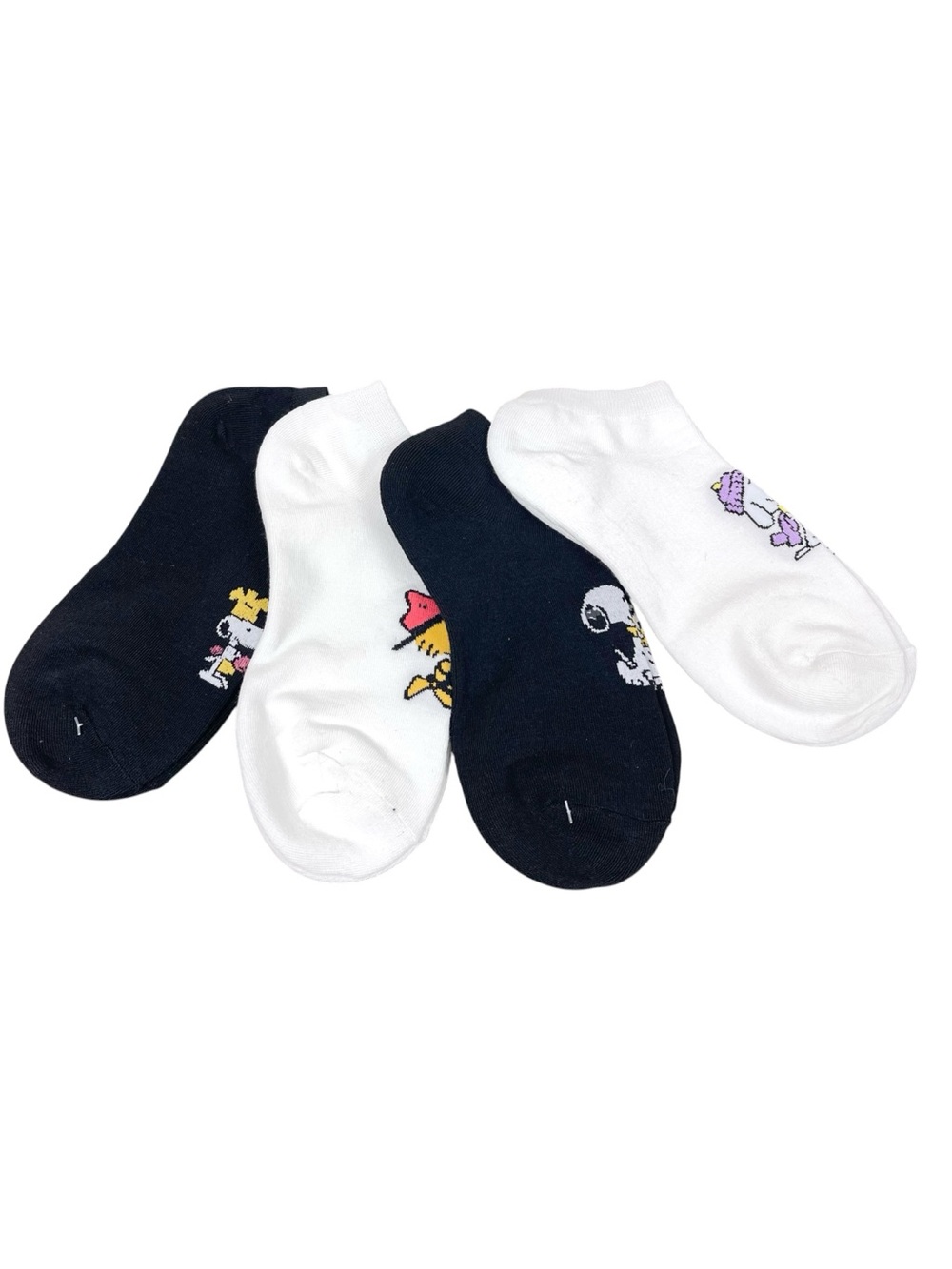 Peanuts Low-Cut Ankle Socks - Black & White